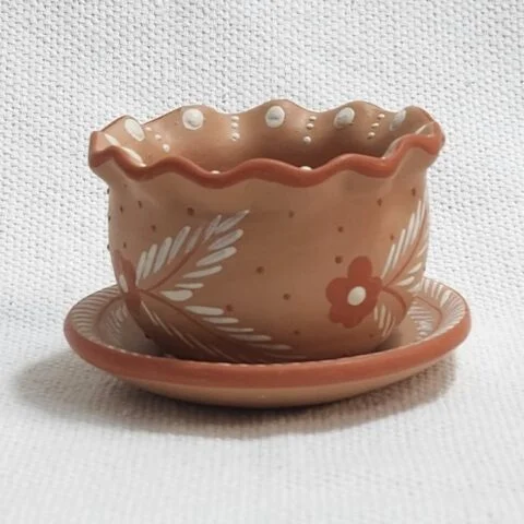 Vasinho de Cerâmica com Prato Jequitinhonha – Bege