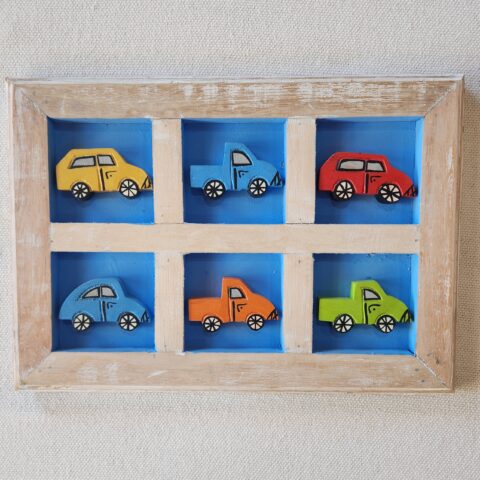 Quadro de madeira Carrinhos